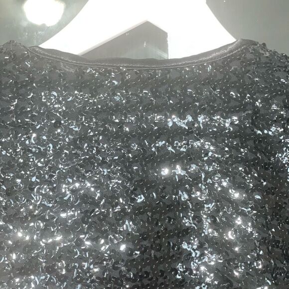 Vintage black sequin cropped long sleeve blazer jacket button down size 6 NWT - Picture 9 of 15